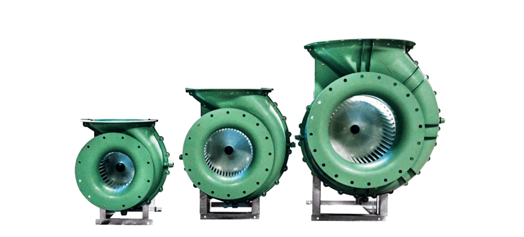 three green forward curved plastic fans