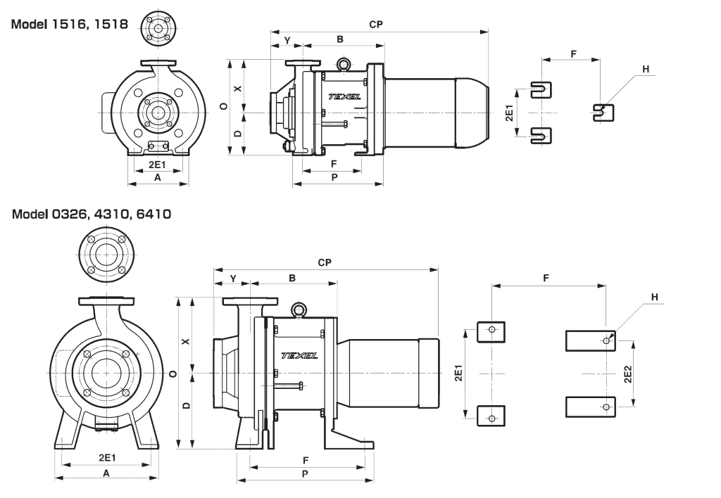 MTA series mag drive pump dimensions